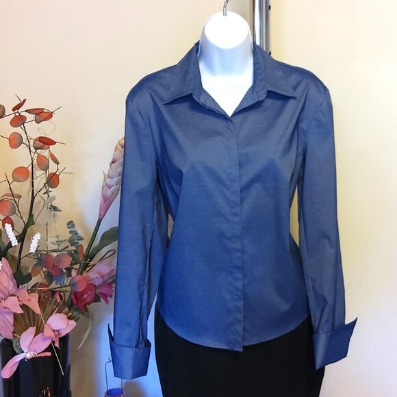 NWOT MAC & JAC Women’s Blue Blouse Shirt Top Long Sleeve Tops Tag Size 8 - Picture 3 of 7